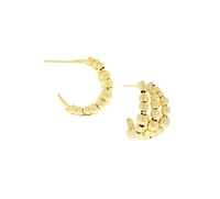 Metal Ball Beaded Triple Hoop