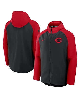 Nike Men's Black/Red Cincinnati Reds Authentic Collection Raglan Performance Full-Zip Jacket