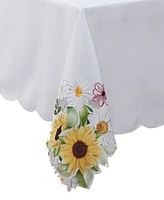 Elrene Sunflower and Daisies Cutwork Tablecloth