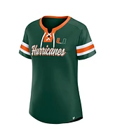 Fanatics Women's Green Miami Hurricanes Iconic Athena Lace-Up T-Shirt