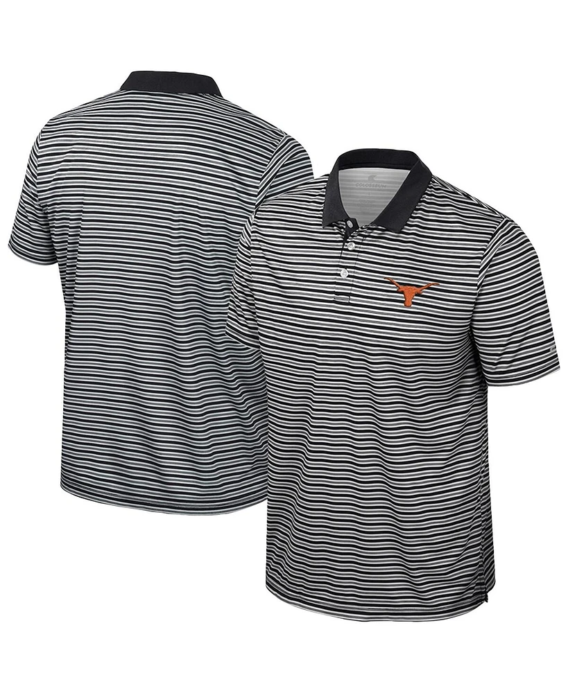 Colosseum Men's Black Texas Longhorns Striped Polo Shirt