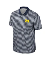 Colosseum Men's Navy Michigan Wolverines Striped Polo Shirt