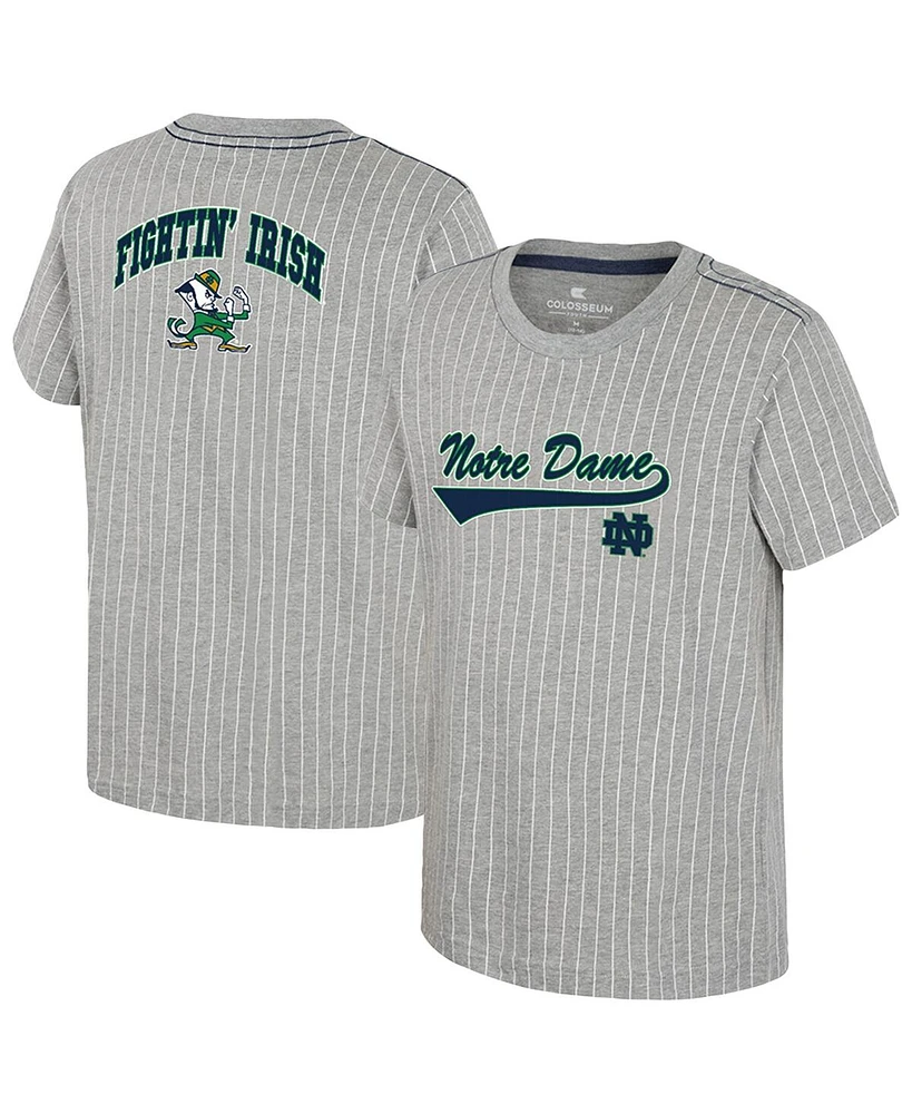 Colosseum Big Boys and Girls Heather Gray Notre Dame Fighting Irish Airball Baseball T-Shirt