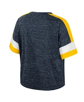 Colosseum Women's Navy Michigan Wolverines Ruth Color Block Scoop Neck T-Shirt