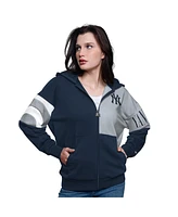 Starter Women's Navy/Gray New York Yankees Curve Ball Full Zip Hoodie Sweatshirt