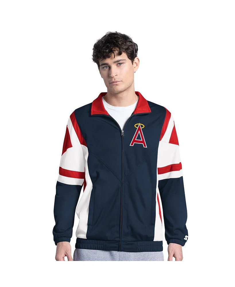 Starter Men's Navy/Red California Angels Contender Tricot Full-Zip Track Jacket