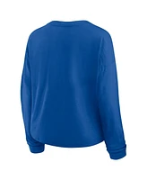 Fanatics Women's Blue New York Rangers Oversized All Out Effort Long Sleeve Henley T-Shirt