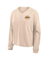 Fanatics Women's Natural Los Angeles Lakers Boxed Out Drop Fashion Long Sleeve T-Shirt