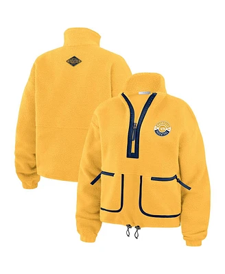 Wear by Erin Andrews Women's Gold Nashville Predators Polar Fleece Half-Zip Jacket
