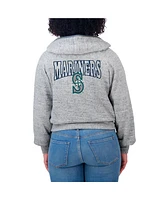 Wear by Erin Andrews Women's Heather Gray Seattle Mariners Speckled Fleece Cropped Full-Zip Hoodie