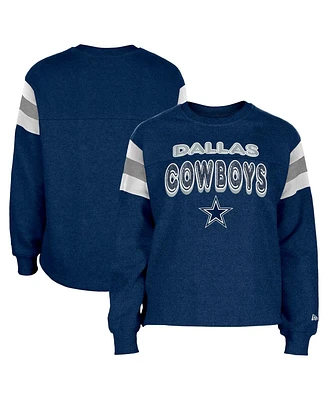 New Era Big Girls Navy Dallas Cowboys Color Blocked Glitter Pullover Sweatshirt