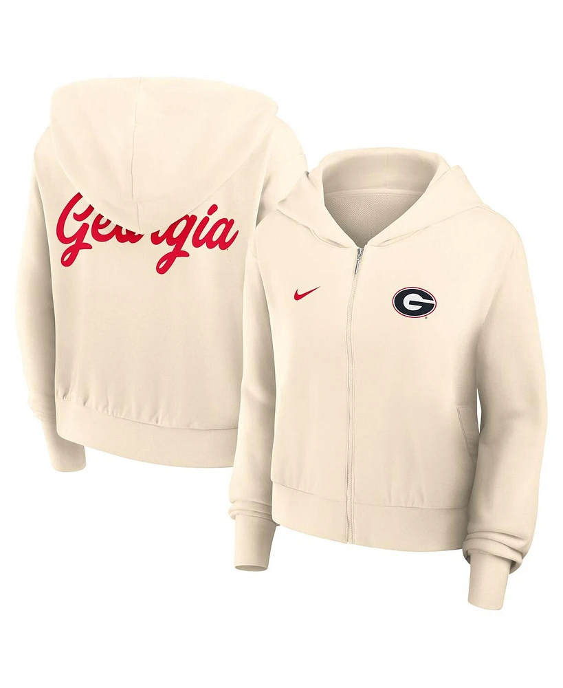 Nike Women's Cream Georgia Bulldogs Chill Midi Full-Zip Hoodie