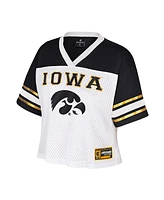 Colosseum Women's White Iowa Hawkeyes Treasure Cropped Football Jersey