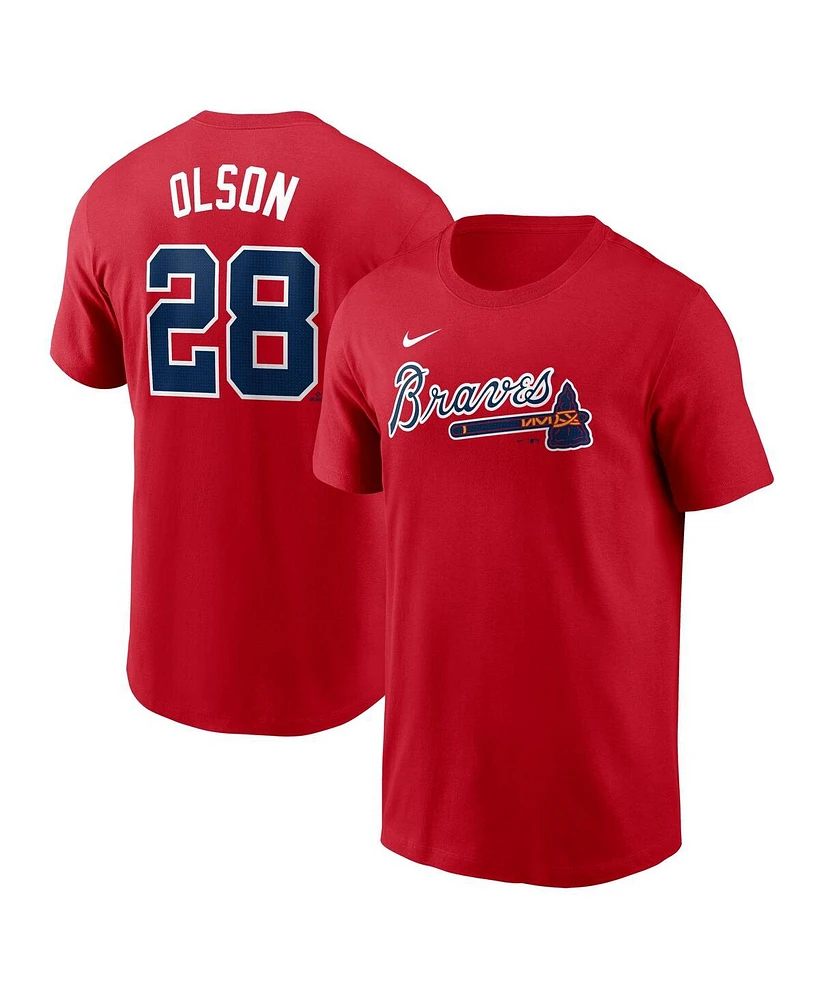 Nike Men's Matt Olson Red Atlanta Braves Fuse Name Number T-Shirt