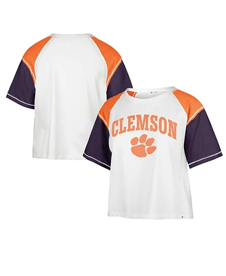 '47 Brand Women's White Clemson Tigers Serenity Gia Cropped T-Shirt