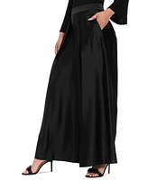 Muse Women's Satin High Rise Pleated Wide-Leg Pants