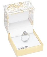 Charter Club Silver-Tone Cubic Zirconia Oval Halo Twist Band Ring, Exclusively at Macy's