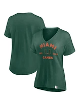 Fanatics Women's Green Miami Hurricanes True Classics Slub Flowy V-neck T-Shirt