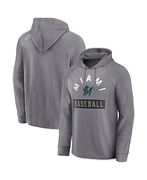 Fanatics Men's Gray Miami Marlins No Time Off Raglan Pullover Hoodie