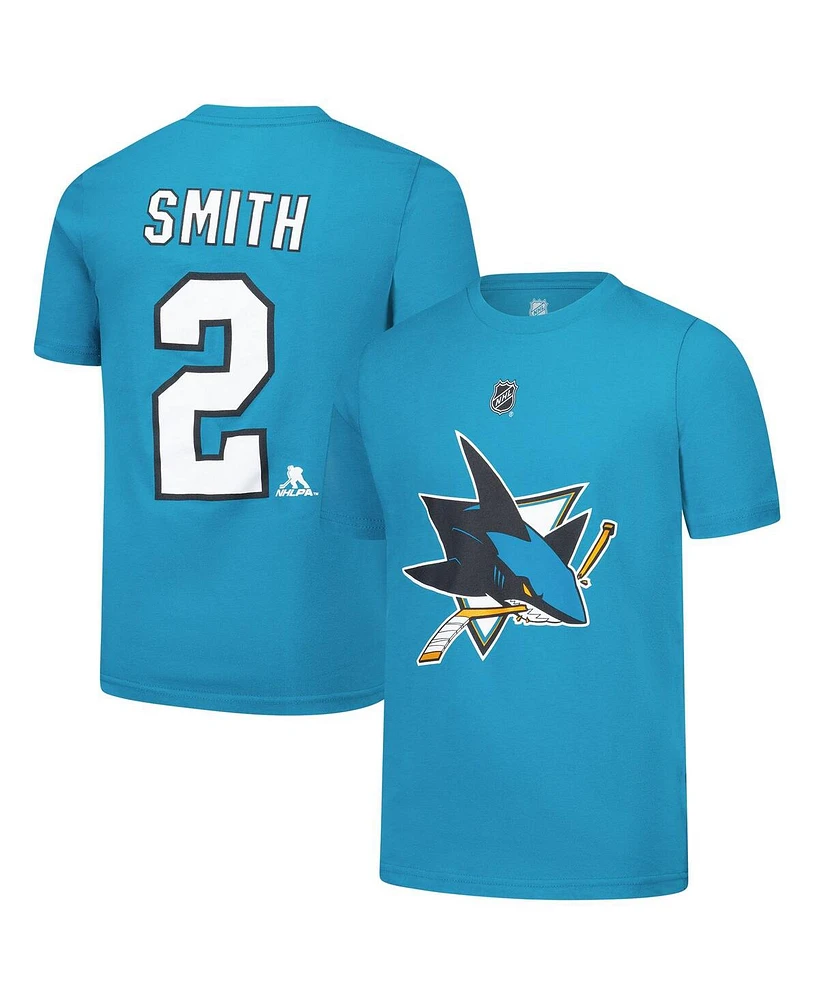 Outerstuff Big Boys and Girls Will Smith Teal San Jose Sharks Player Name Number T-Shirt