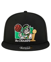 New Era Men's Black Boston Celtics Lucky 18x Champs 9FIFTY Snapback Hat