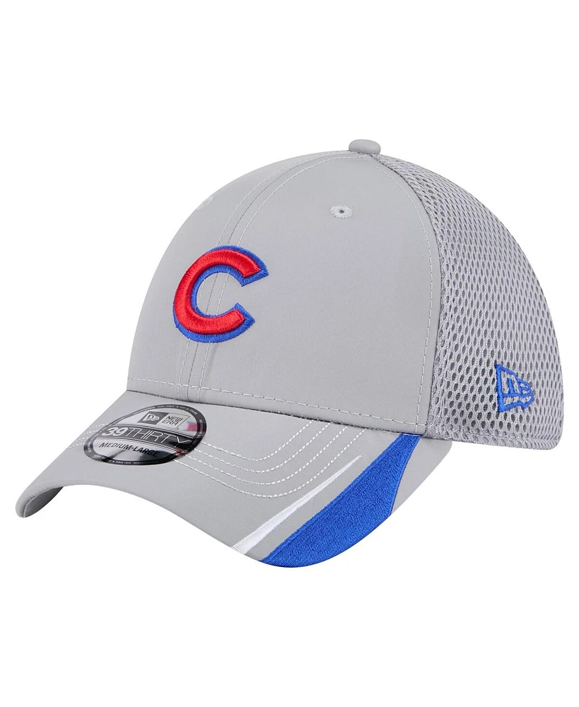 New Era Men's Gray Chicago Cubs Linear 39THIRTY Flex-Fit Hat