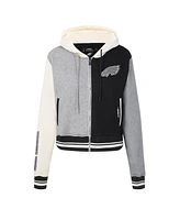 Pro Standard Women's Gray Philadelphia Eagles Reverse French Terry Color Block Full-Zip Hoodie