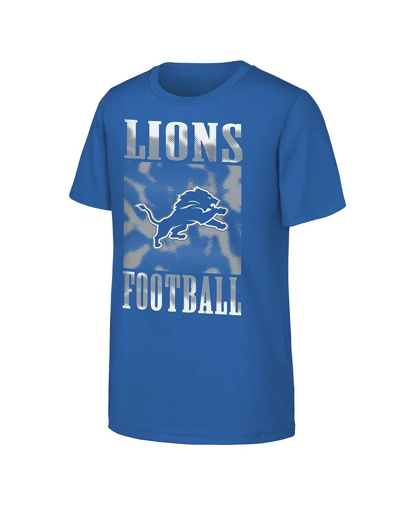 Outerstuff Big Boys and Girls Blue Detroit Lions Garage Hero T-Shirt