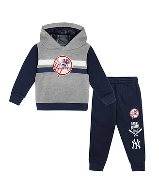Outerstuff Toddler 2-PieceGray/Navy New York Yankees Wind Up Pullover Hoodie and Sweatpants Set