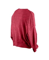 New Era Women's Red Miami Heat Hardwood Classics Enzyme Wash Oversized Boxy Pullover Sweatshirt