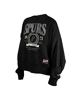 New Era Women's Black San Antonio Spurs Hardwood Classics Enzyme Wash Oversized Boxy Pullover Sweatshirt