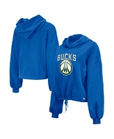 New Era Women's Royal Milwaukee Bucks 2024/25 City Edition Cropped Pullover Hoodie