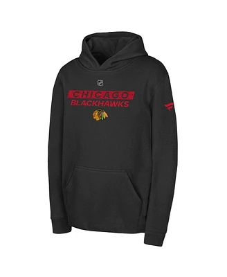 Outerstuff Big Boys and Girls Black Chicago Blackhawks Authentic Pro Wordmark Fleece Pullover Hoodie