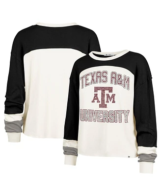 '47 Brand Women's Cream Texas A&M Aggies Double Header Curve Raglan Long Sleeve T-Shirt