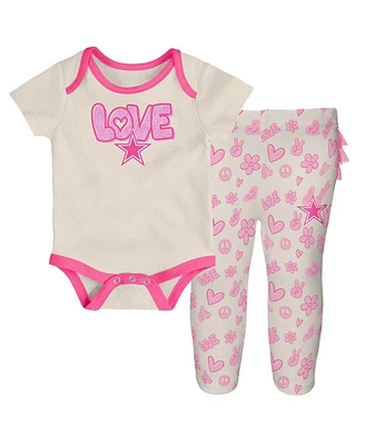 Outerstuff Girls Baby Boys and 2 Piece White Dallas Cowboys All The Love Bodysuit Pants Set