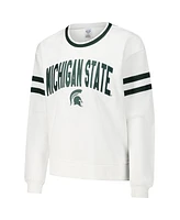 Concepts Sport Women's White Michigan State Spartans Borough French Terry Arch Over Long Sleeve T-Shirt