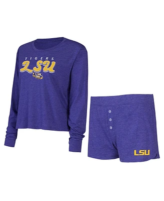 Concepts Sport Women's Purple Lsu Tigers Team Color Long Sleeve T-Shirt and Shorts Set