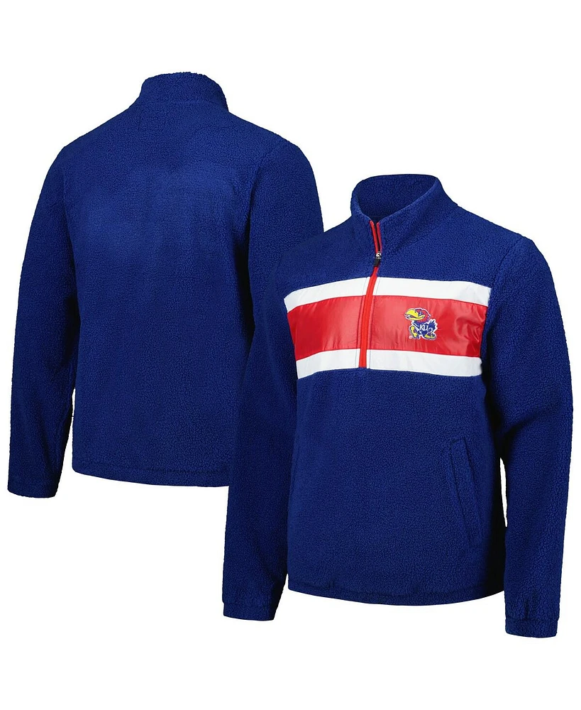 G-iii Sports by Carl Banks Men's Navy Kansas Jayhawks Pinch Runner Half-Zip Sweatshirt