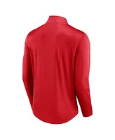 Fanatics Men's Red Wisconsin Badgers Quarterback Mock Neck Quarter-Zip Top