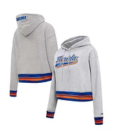 Pro Standard Women's Heather Gray Florida Gators Script Tail Fleece Cropped Pullover Hoodie