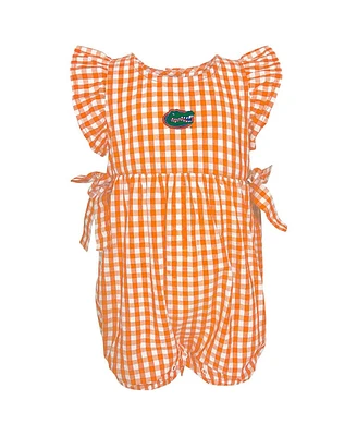 Garb Baby Boys and Girls Orange Florida Gators Constance Gingham Romper