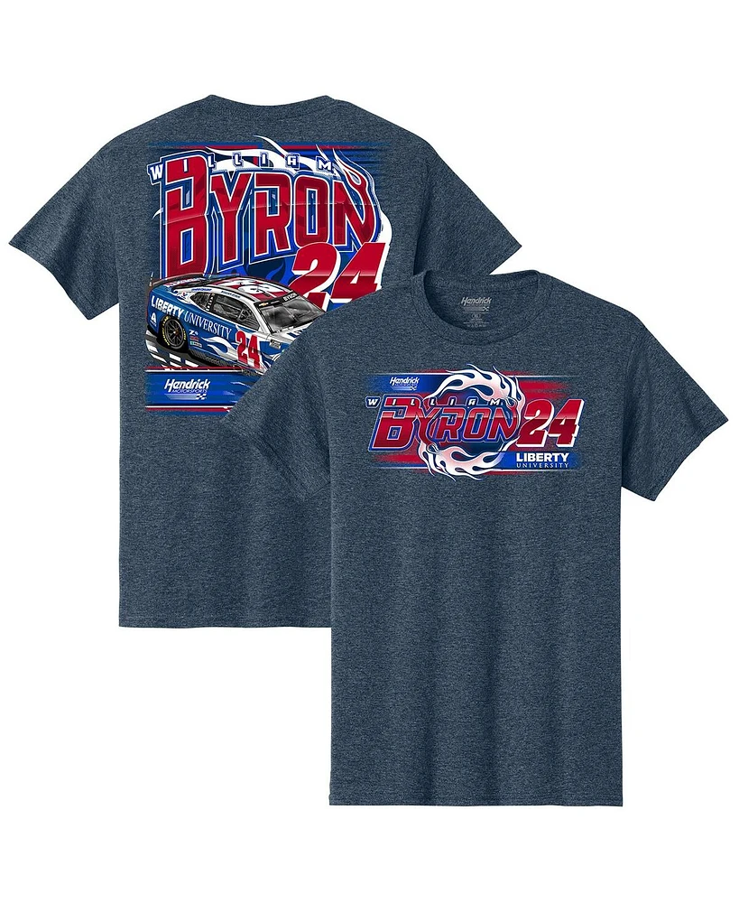 Hendrick Motorsports Team Collection Men's Heather Navy William Byron Liberty University Car T-Shirt