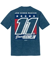 Joe Gibbs Racing Team Collection Men's Heather Navy Denny Hamlin Name Number Tri-Blend T-Shirt