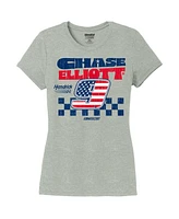 Hendrick Motorsports Team Collection Women's Heather Gray Chase Elliott Name Number Scoop Neck T-Shirt