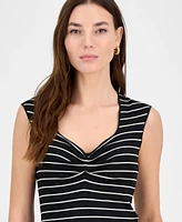 Bar Iii Women's Striped Knit Sweetheart-Neck Top, Exclusively at Macy's
