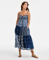 Lucky Brand Women's Patchwork Printed Sleeveless Tiered Midi Dress