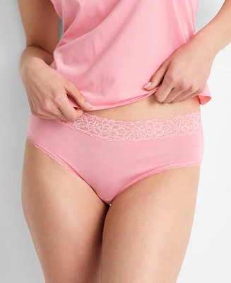 State of Day Women's Cotton Blend Lace-Trim Hipster Underwear, Created for Macy's