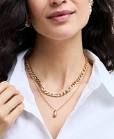 On 34th Gold-Tone Nugget Mixed Chain Layered Pendant Necklace, 18" + 3" extender, Exclusively at Macy's