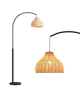Lark 75 in. Boho Wicker Led Floor Lamp with Rattan Empire Shade