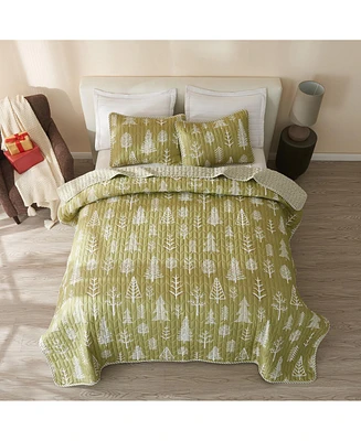 Linery & Co. Winter Forest Microfiber Quilt Set with Shams - Winter forest